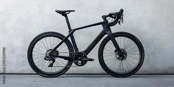 Obraz Modern Black Bicycle Against a Concrete Background