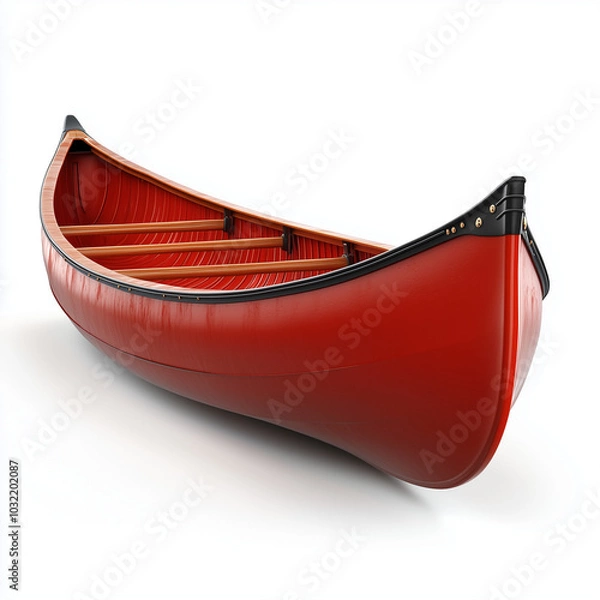 Fototapeta Red canoe isolated on white background