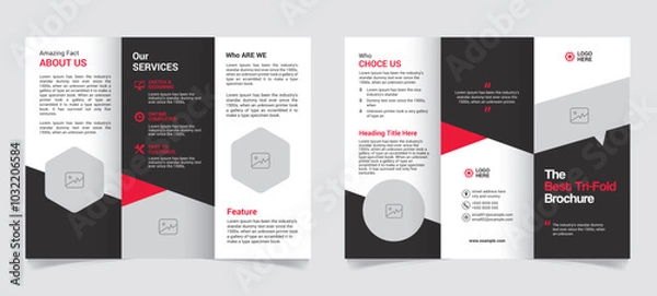 Fototapeta Trifold Brochure Template Design Vector File, Fully Customization 
