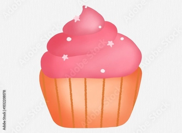 Fototapeta cupcake with pink icing and sprinkles