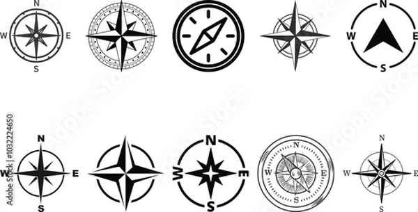 Obraz compass icon set collection