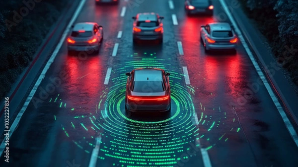 Obraz Intelligent car autonomous driving technology scenario