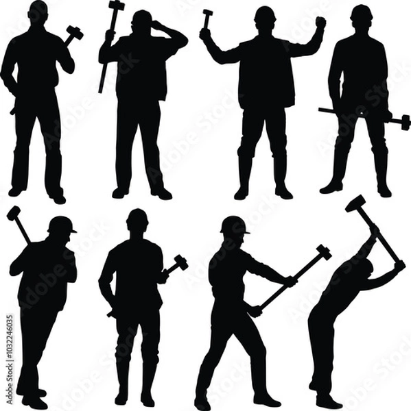 Obraz man holding a hammer silhouette
