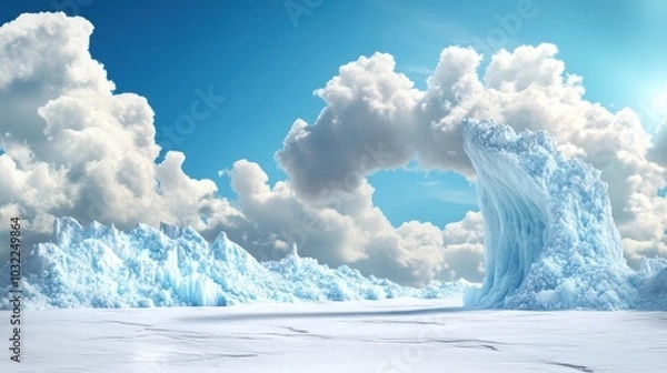 Fototapeta A whimsical depiction of a glacier, showcasing its formation and movement.