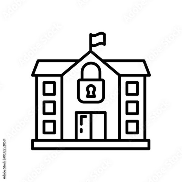 Fototapeta School Closures Outline Icon, Vector illustration