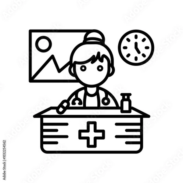 Fototapeta Doctor On Duty Outline Icon, Vector illustration
