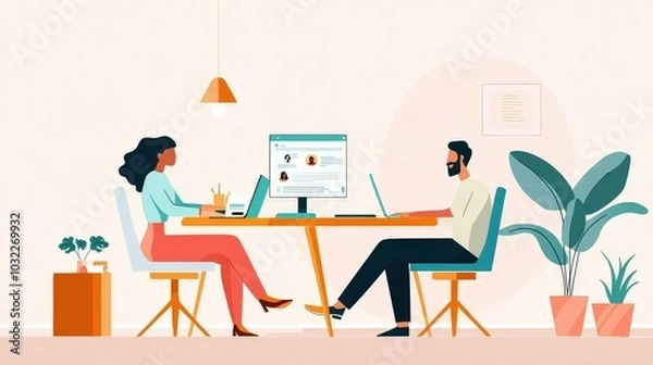 Fototapeta Diverse Team Collaboration in Modern Office Setting