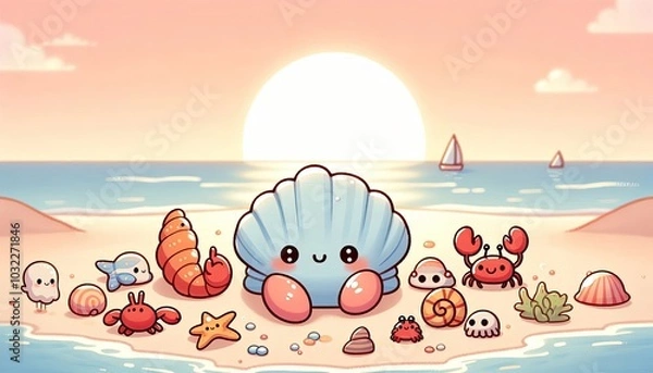 Fototapeta Cartoon vector illustration of a smiling child enjoying a hamburger, a funny design for a holiday food poster