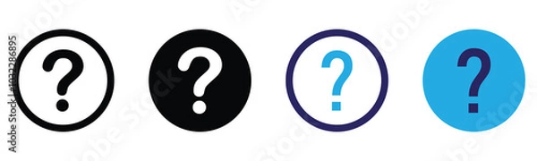 Obraz Question mark flat Icon set vector sign symbol help ask faq support icon