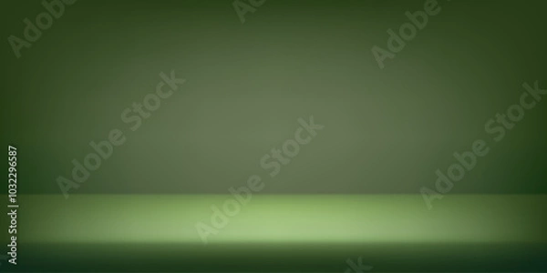 Fototapeta Empty dark green studio background. Abstract studio room platform design. Space for selling products on the website. Vector illustration.