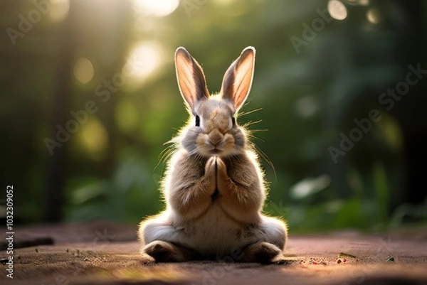 Obraz  a rabbit doing yoga