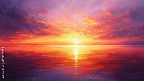 Fototapeta a beautiful view with a sky with shades of orange, red, purple and sometimes golden