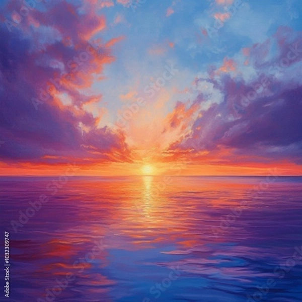 Fototapeta a beautiful view with a sky with shades of orange, red, purple and sometimes golden