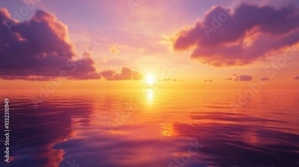 Fototapeta a beautiful view with a sky with shades of orange, red, purple and sometimes golden