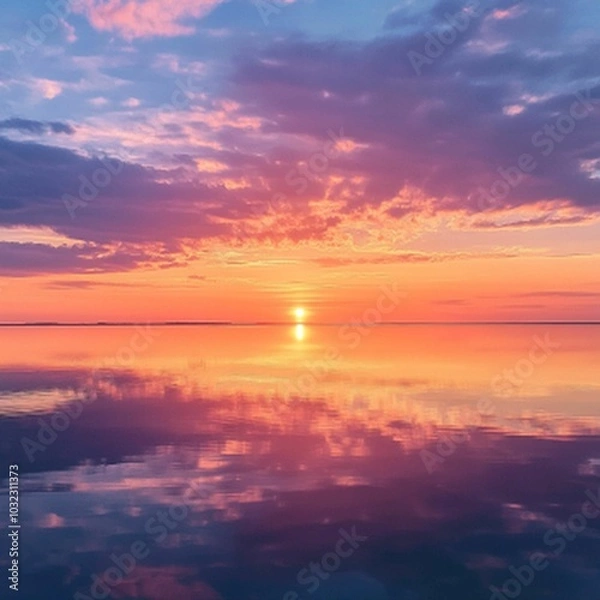 Fototapeta a beautiful view with a sky with shades of orange, red, purple and sometimes golden