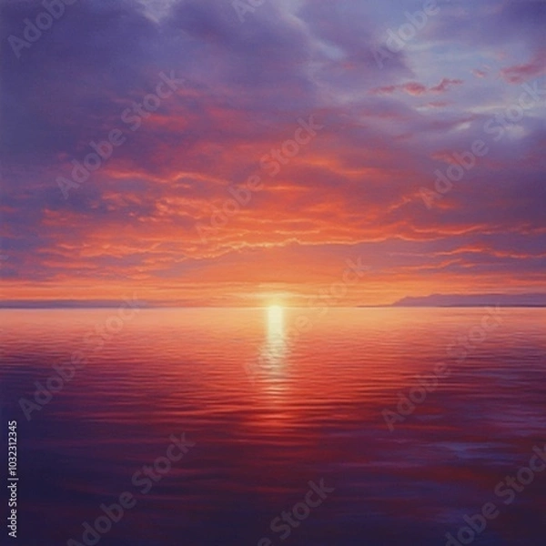 Fototapeta a beautiful view with a sky with shades of orange, red, purple and sometimes golden