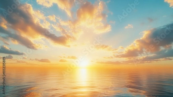 Fototapeta Golden Sunset Over the Ocean