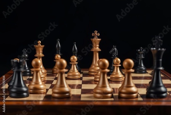 Obraz Chess Set with Pieces in Mid Game