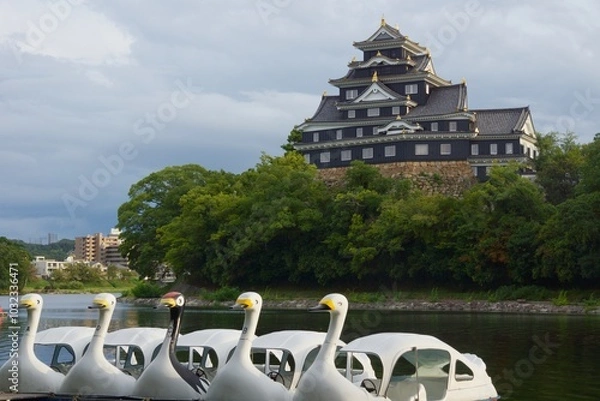 Obraz 岡山城　月見橋の昼下がり　風景

