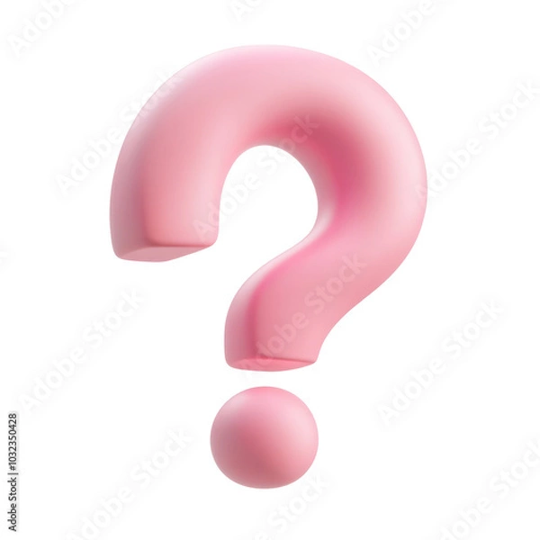 Fototapeta pink question mark 3d render icon isolated on transparent background cutout