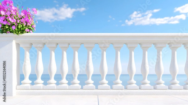 Fototapeta Classical Elegance in Concept Art: A Balustrade Railing Accented by an Intricate Corner Sculpture Reflecting Historical Design Elements