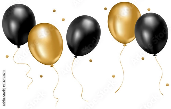 Obraz Black and Gold Balloons for Celebration