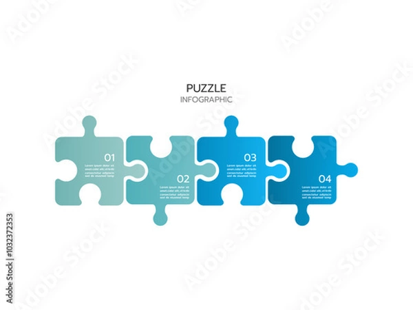 Obraz Puzzle infographic with four piece business presentation. Circle infograph. 4 Step puzzle round process diagram