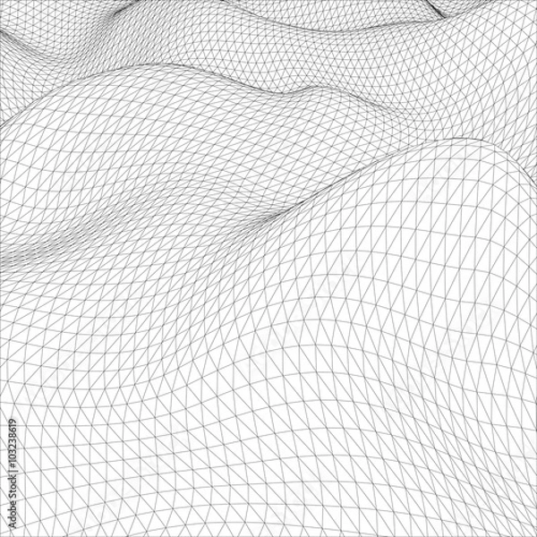 Fototapeta Abstract wire-frame grid. Vector illustration.