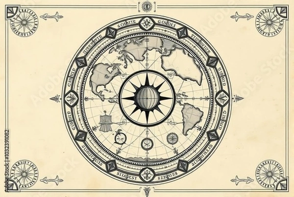 Obraz _ . Renaissance - Galvanic Globe A detailed, symbolic depiction