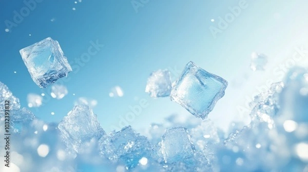 Fototapeta flying ice with copy space 