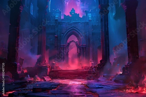 Obraz A scene from a video game with a castle in the background