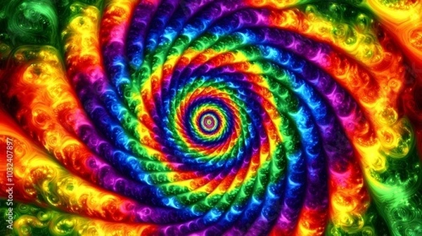 Fototapeta Captivating image featuring a dynamic spiral pattern composed of vibrant rainbow colors resulting in a mesmerizing and hypnotic visual effect that captivates the senses and sparks the imagination