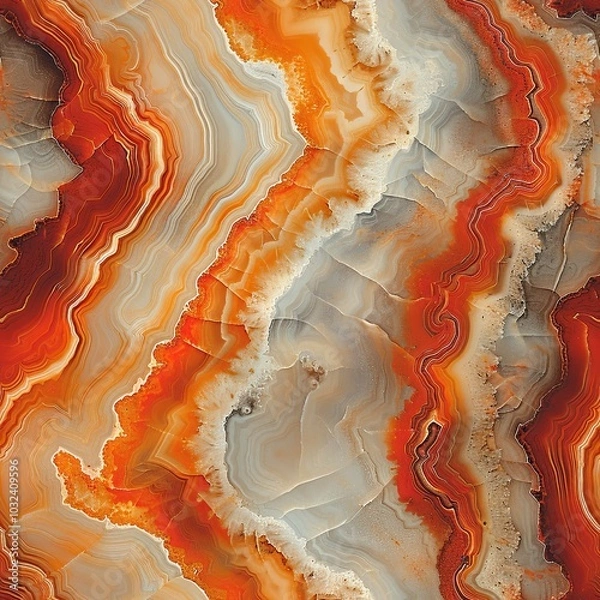 Fototapeta Seamless Pattern abstract natural marble multicolored ornament. Abstract pattern for design. Marbling artwork. Agate ripple pattern. Vector illustration. Red marble texture with multicolored veins