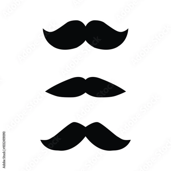 Obraz Black moustache isolated on white background. Vector illustration