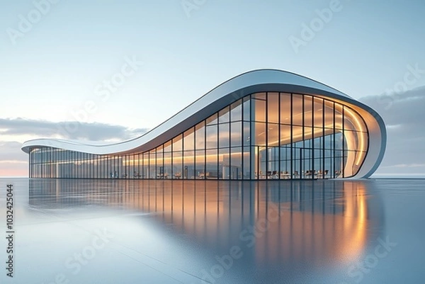 Fototapeta Modern Glass Architecture Reflecting in Water