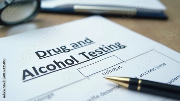 Fototapeta Drug and alcohol testing consent form on office table