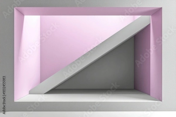 Fototapeta Abstract Geometric Shape with a Diagonal Edge in a Light Purple and Gray Frame