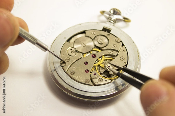 Obraz hands repair an old watch