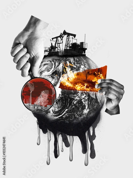 Fototapeta Environmental impacts of oil production and natural disasters