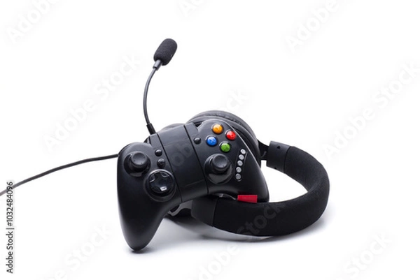 Obraz gamer headphones and controller