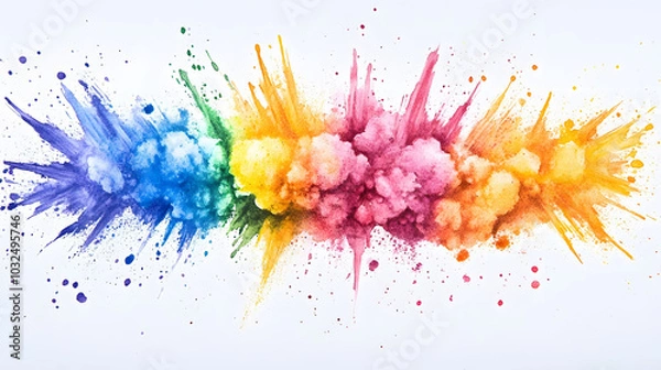 Fototapeta Vibrant explosion of paint powder, dynamic colors swirling in a playful display, evoking creativity and joy, ideal for artistic inspiration