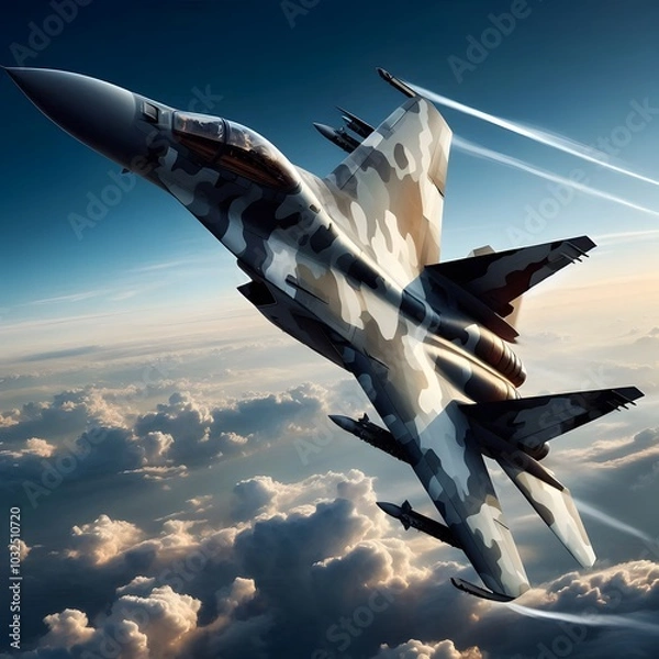 Fototapeta Fighter jet plane on the sky