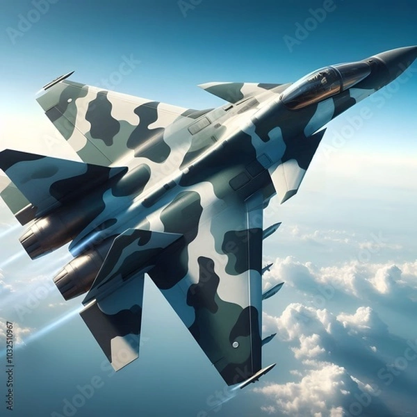 Fototapeta Fighter jet plane on the sky