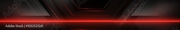 Fototapeta Futuristic red and black geometric background. Neon highlights, modern design