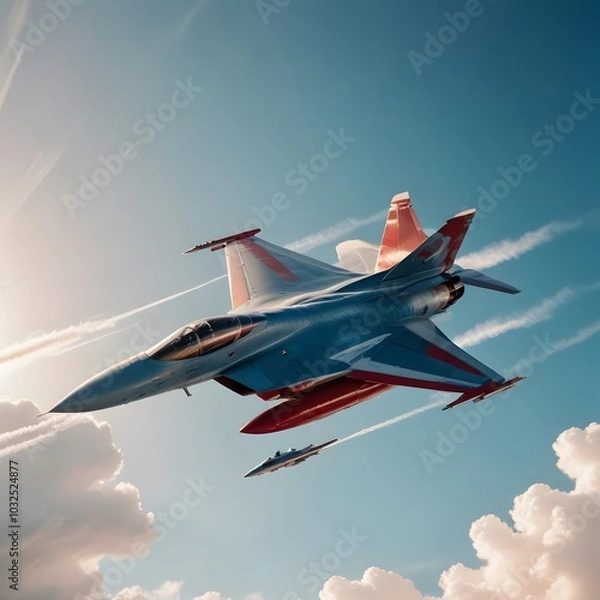 Fototapeta Fighter jet plane on the sky