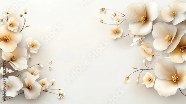 Fototapeta Delicate watercolor primroses in soft yellow and white, arranged gently on a light background, seamless design