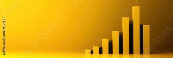 Fototapeta Graph showing rising bars on a yellow background.
