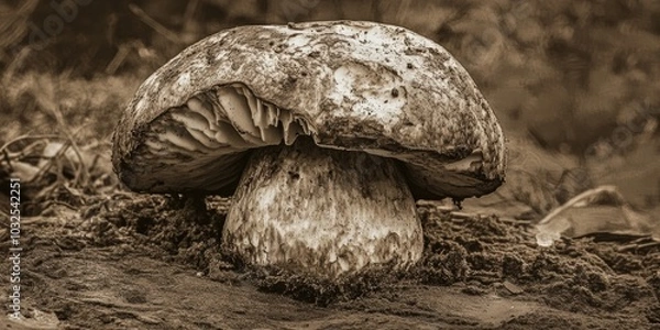 Fototapeta Fungi growing in soil