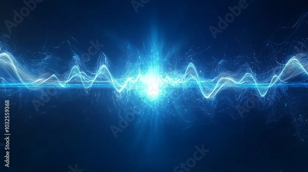 Fototapeta Abstract Blue Energy Wave Background   Futuristic Technology Design