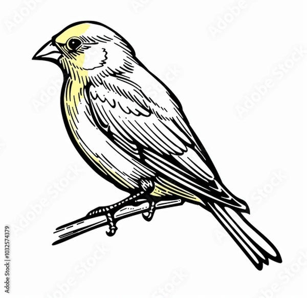 Obraz Beautiful Canary Bird Logo, Yellow Bird Design for Your Corporate and Business Graphic Resource or Creative Project, Ai Generative